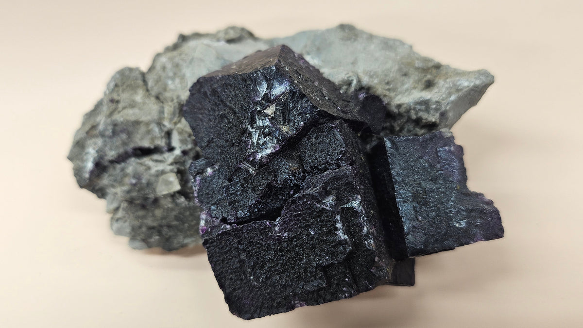 Dark Purple Fluorite Crystal on Chert Matrix